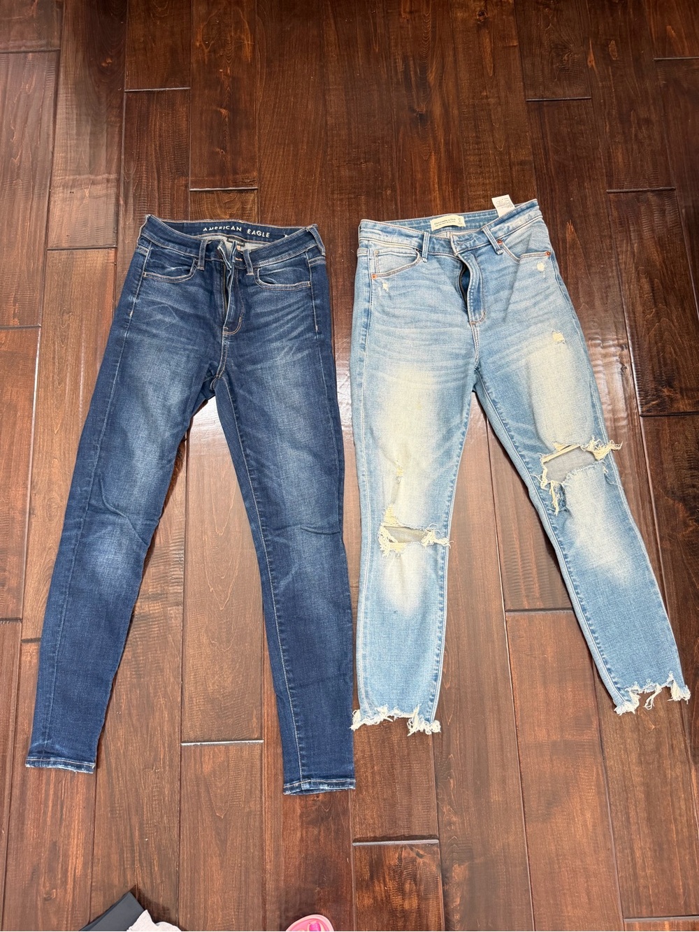 American Eagle Outfitters Dark Blue Skinny Jeans and Abercrombie distressed